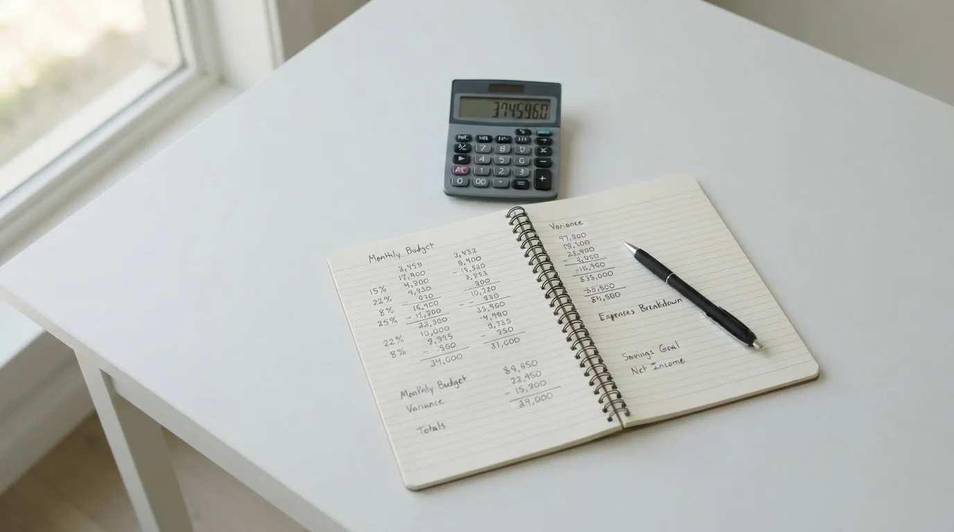 Taschenrechner und Notizen zeigen Kalkulation von Wettbonus nach Abzug aller Gebühren