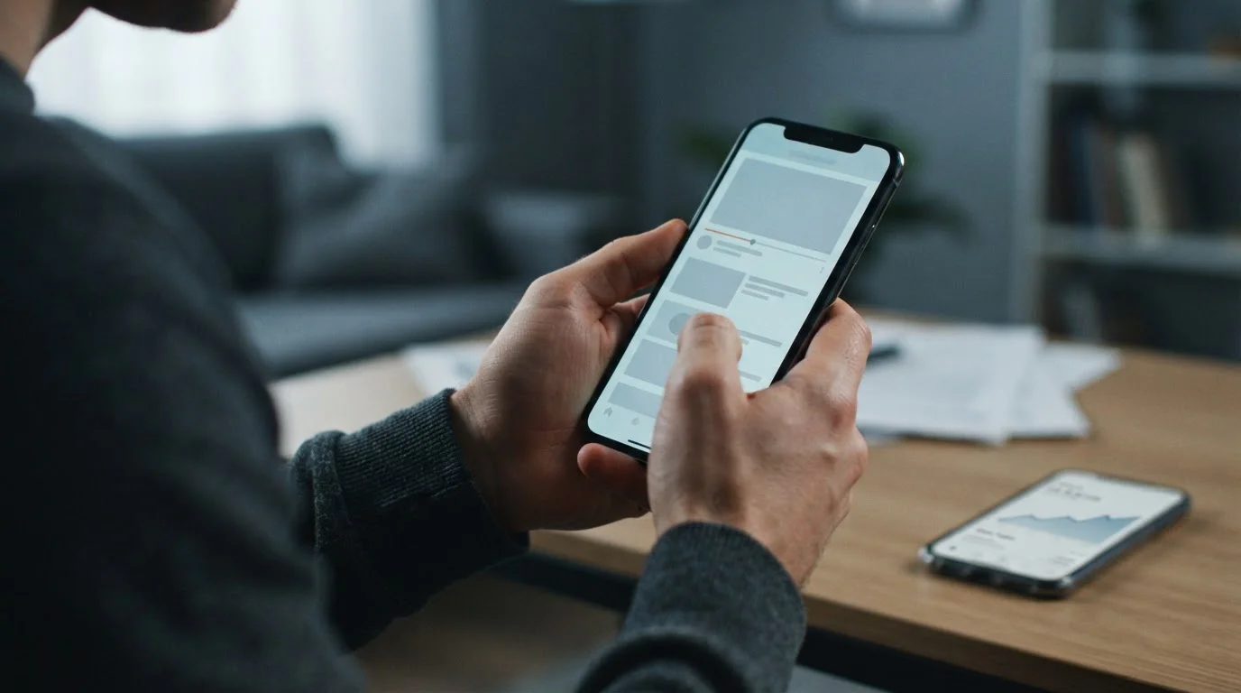 Smartphone zeigt Live-Sport-Stream während Datenverbrauch im Hintergrund ansteigt