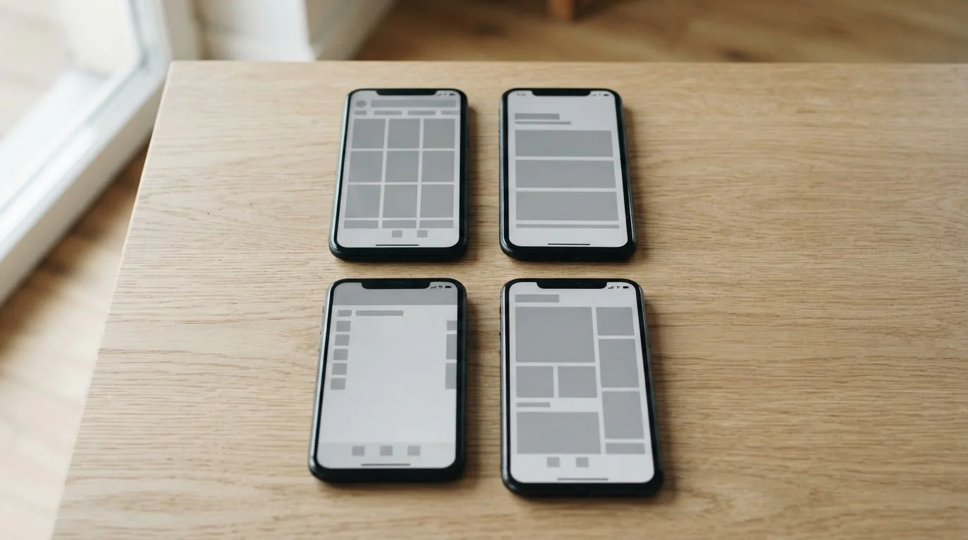 Mehrere Smartphones mit verschiedenen Wett-Apps nebeneinander auf neutralem Untergrund