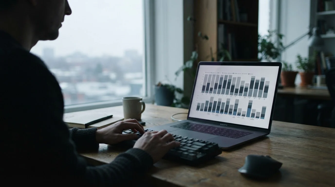 Person analysiert Vergleichstabelle verschiedener Wettanbieter am Computerbildschirm