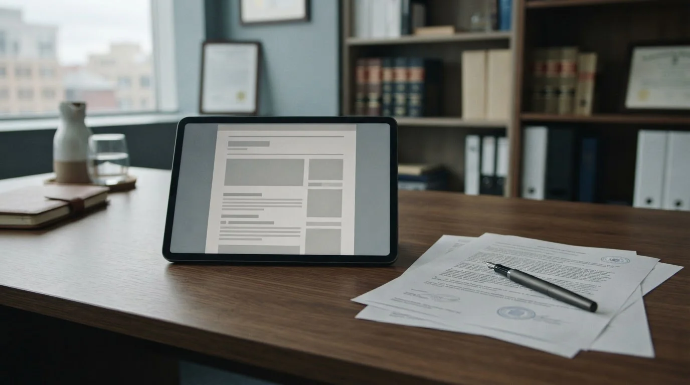 Dokumente und Tablet mit Gesetzestexten zur deutschen Glücksspielregulierung