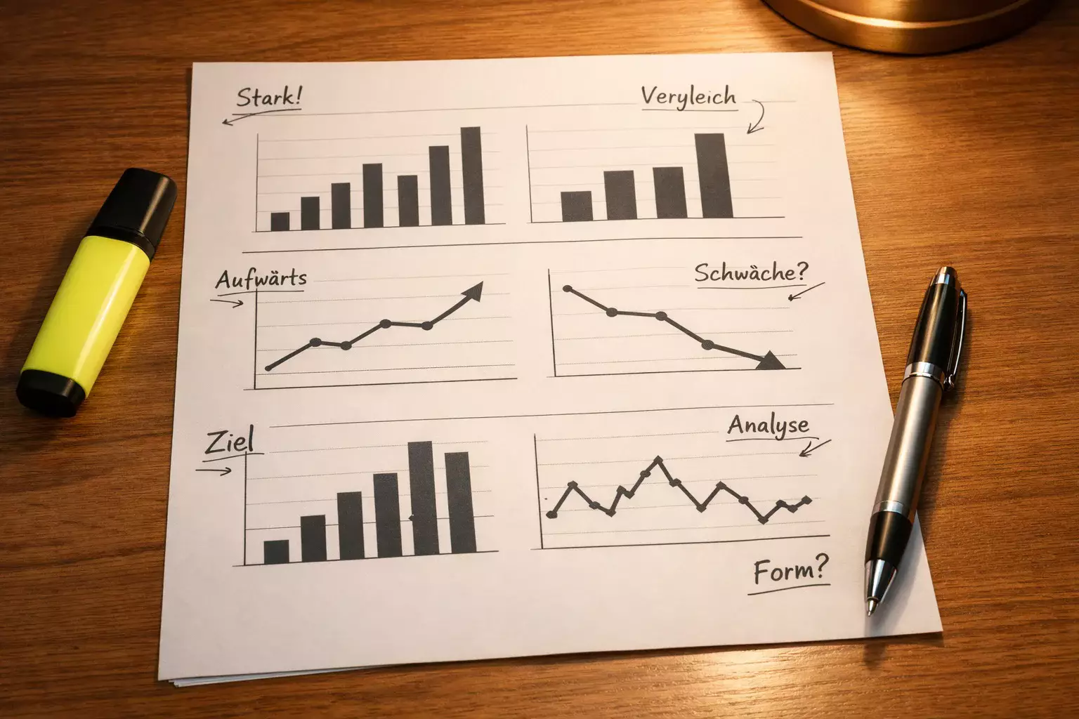 Dokument mit Balkendiagramm und Notizen
