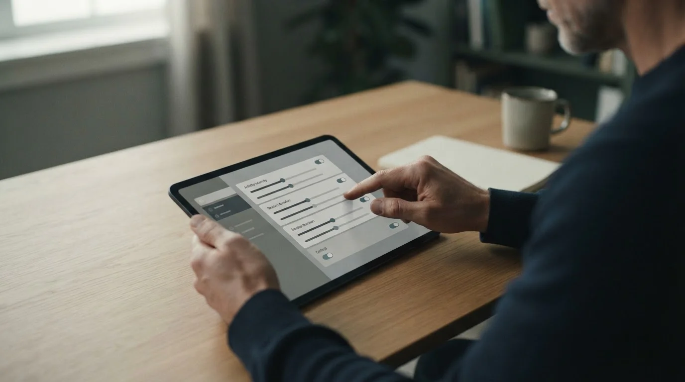 Person setzt Einzahlungslimit auf einem Tablet