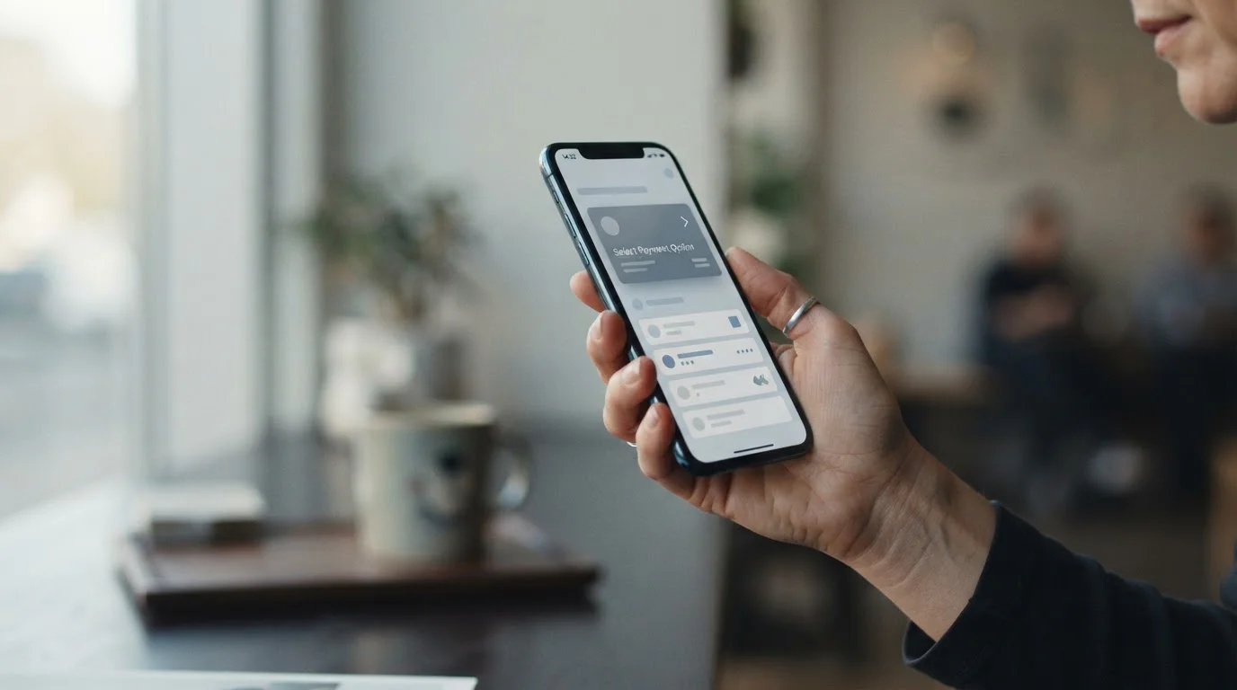 Verschiedene digitale Zahlungsoptionen auf einem Smartphone-Bildschirm